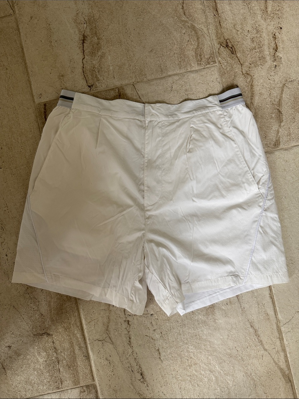 Men's Kith White Athletic Shorts with Striped Elastic Waistband